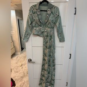 Three pieces of dress set custom made dress coat top and skirt